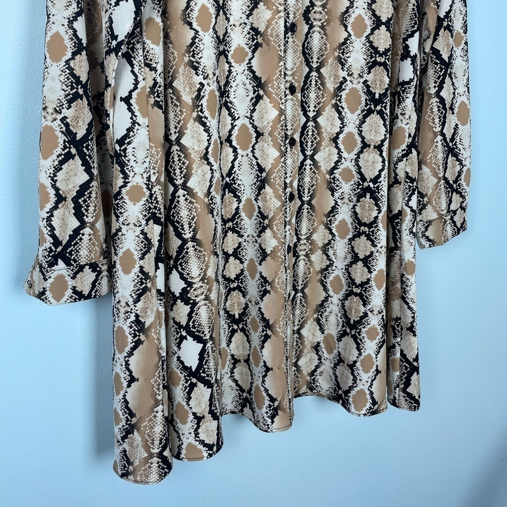 Three Eighty Two Mara Button Front Mini Dress In Python Reptile Size Small - Picture 9 of 16